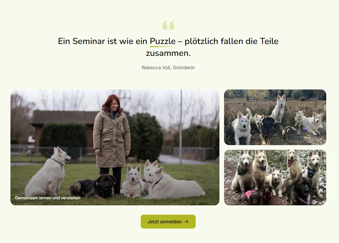 Rebecca Voll mit ihren Hunden auf dem Trainingsplatz
