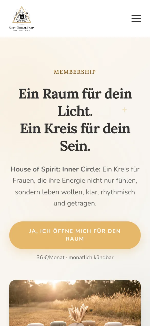 Verkaufsseite der Mitgliedschaft (Handy-Ansicht)